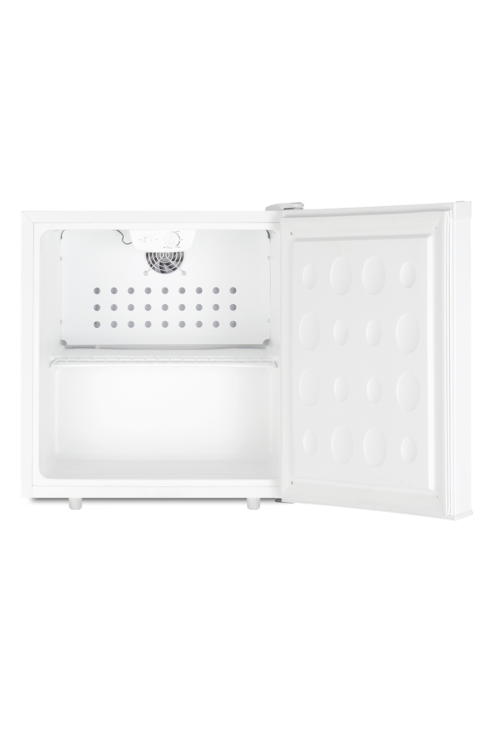 Compact 1.7 cu.ft. all-refrigerator in white designed to serve as an allergy-free storage zone, with automatic defrost, front lock, and a set of allergy warning magnets